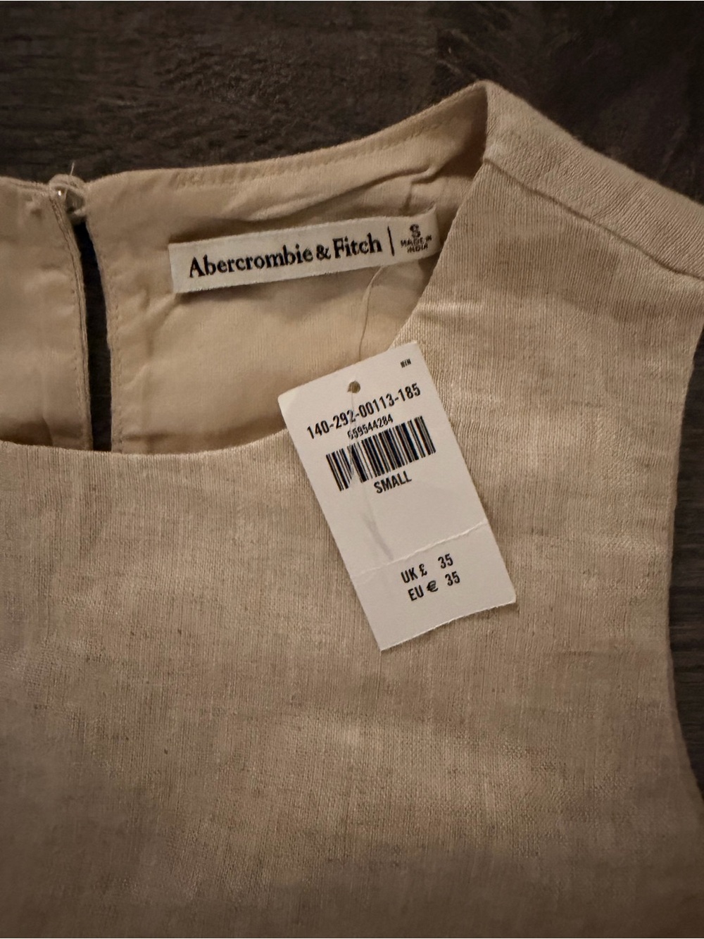 Abercrombie & Fitch Natural Beige Linen Sleeveless Top